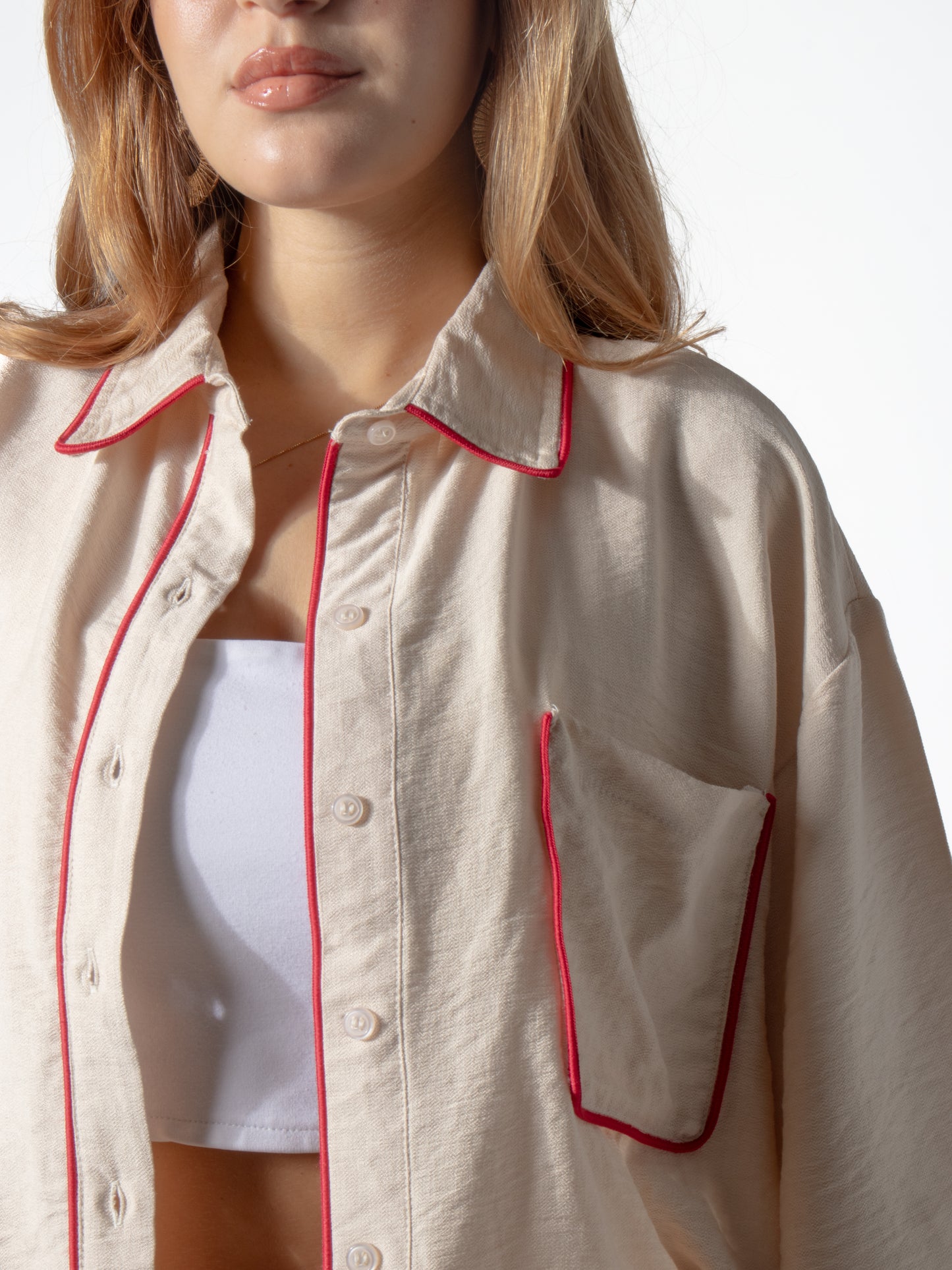 Edgy Linen Set in Nude