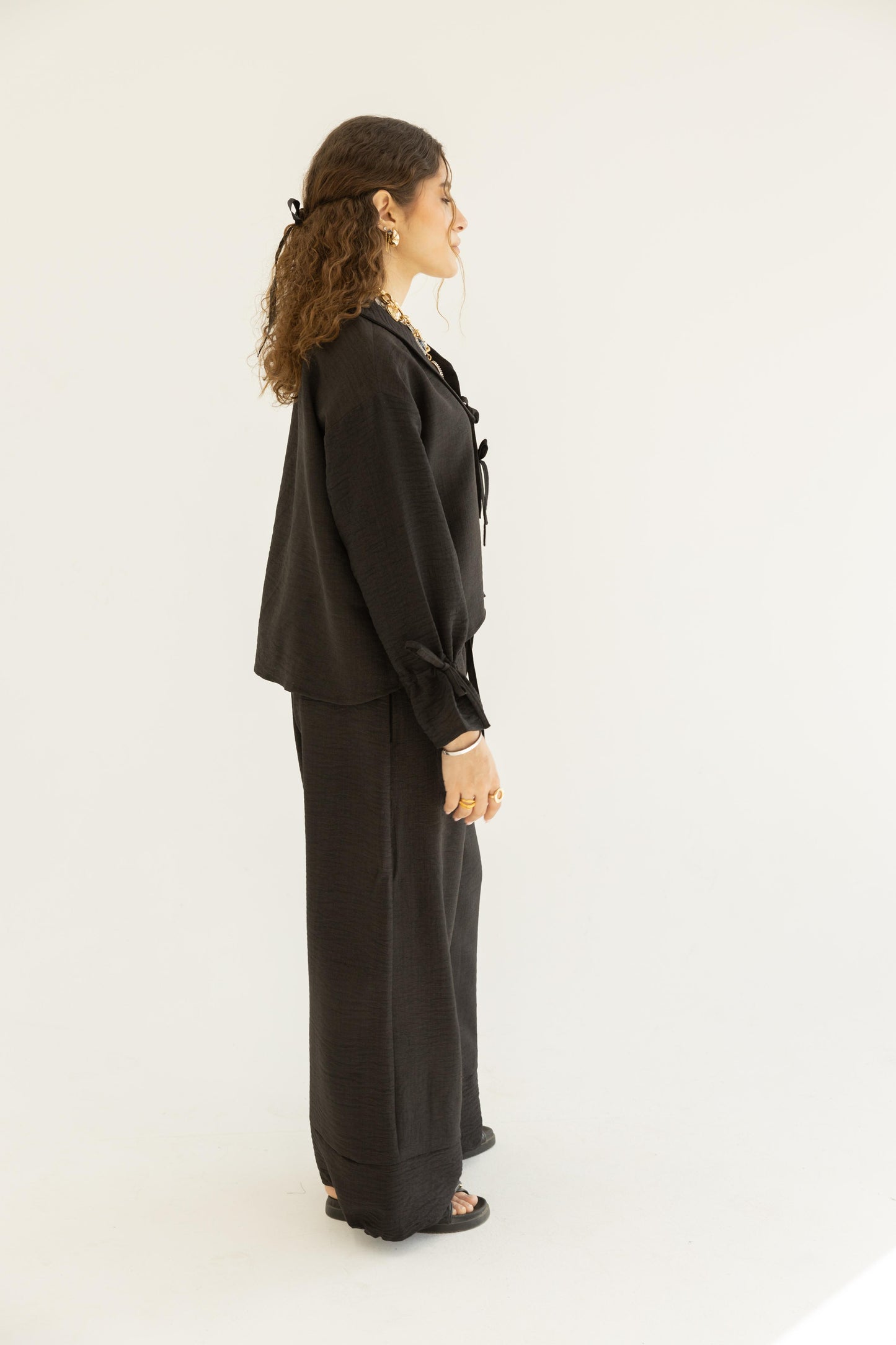 Linen Bow Set in Black