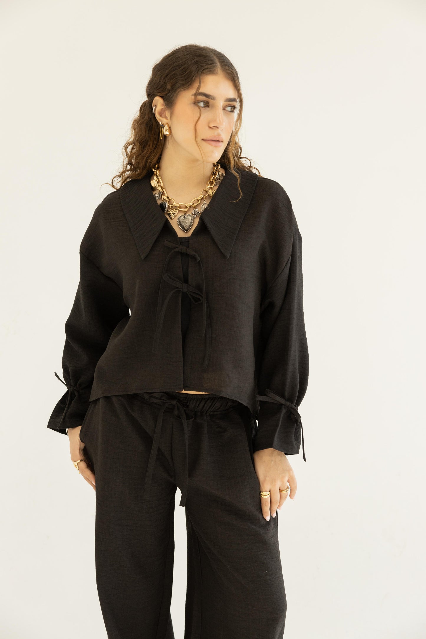Linen Bow Set in Black
